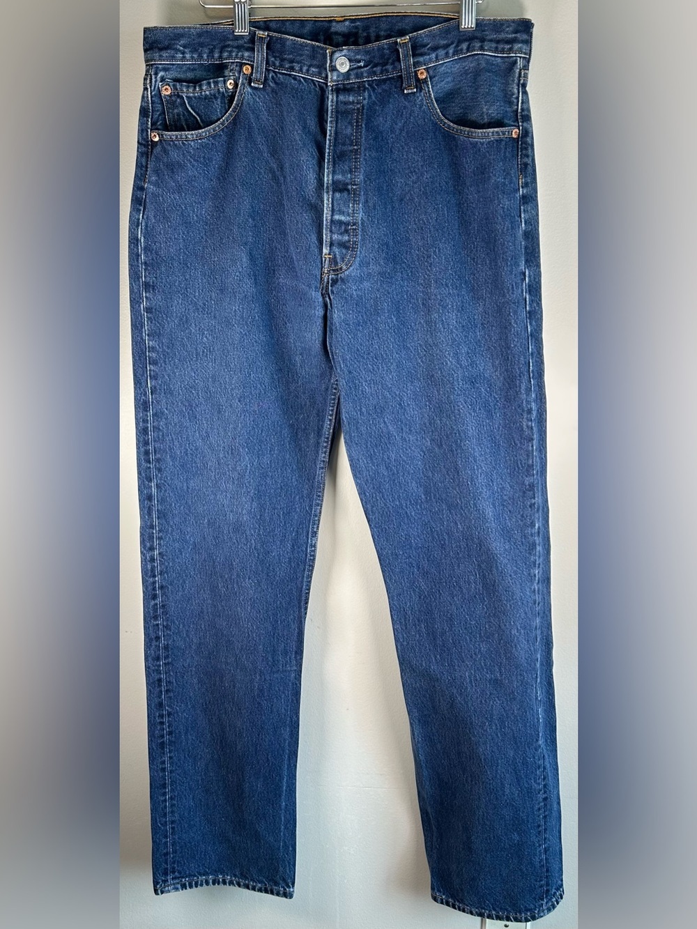 Levi's 501 Men's Blue Straight Jeans Sz 36X35 Button Fly Medium Wash Vintage Y2K